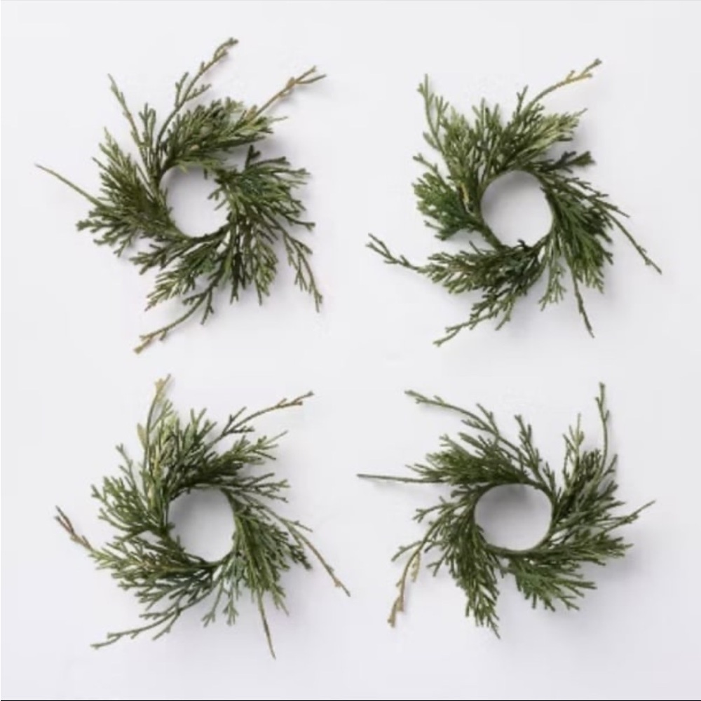 ✨Faux Cypress Sprig Christmas Napkin Rings Hearth & Hand with Magnolia